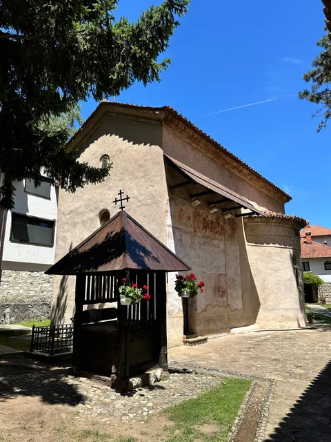 Nikolje Monastery church with well and fresco remains